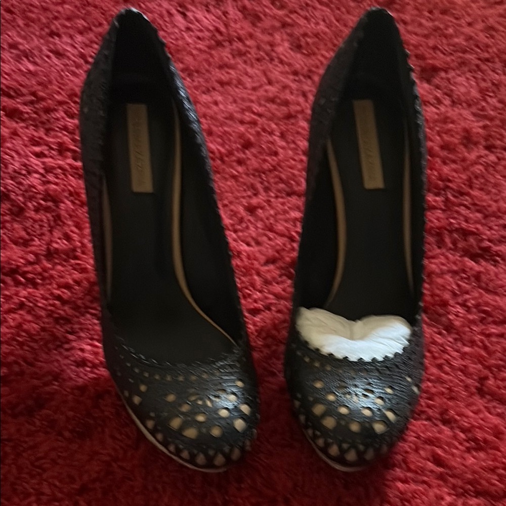 BCBGMaxAzria Black Heels Elegant Perforated Design